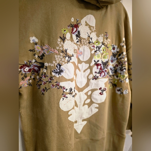 NWT FP Movement by Free People Floral Embroidered Hoodie - Olive - Picture 7 of 12
